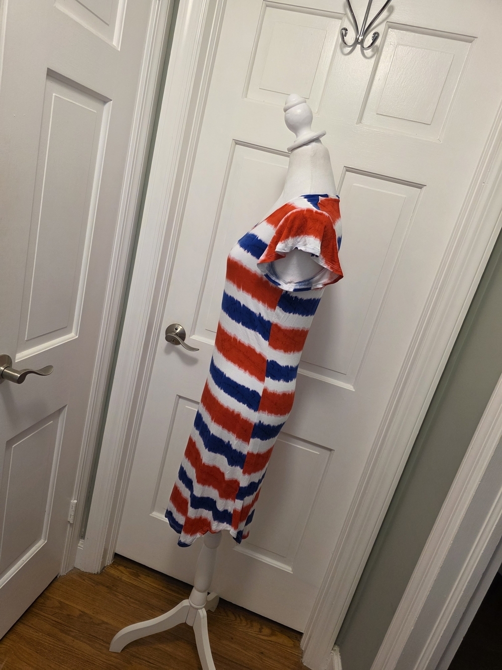 Freshman Red, White & Blue Striped Knit Dress, Size Medium, Stretch, Festive - Picture 5 of 11